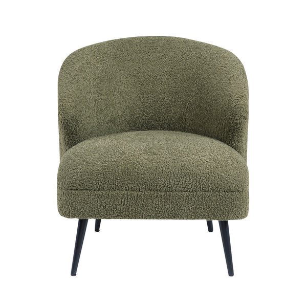 English Elm Luxury Boucle Accent Chair with High-Density Foam, Curved Mid-Century Design, Plush Seat Comfort Green 26.5 L x 29.5 W x 22 H B011P283280