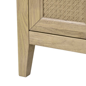 English Elm 36" Light Oak Bathroom Vanity with Ceramic Sink, Rattan Accents, Soft-Close Doors & Spacious Drawers N729P208125O