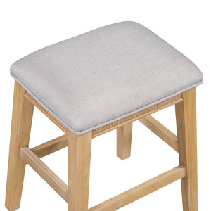 English Elm TREXM Retro 4-Piece Bar Dining Set with 3 Storage Drawers, Compact Counter Height Space-Saver Natural ST000135AAN