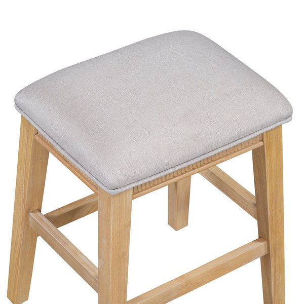 English Elm TREXM Retro 4-Piece Bar Dining Set with 3 Storage Drawers, Compact Counter Height Space-Saver Natural ST000135AAN