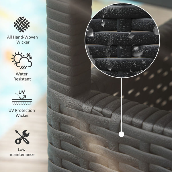 English Elm Outsunny 22" Rattan Wicker Side Table With Steel Frame, Umbrella Hole & Sandbags For Stability Outdoors W2225P200692-GIGA