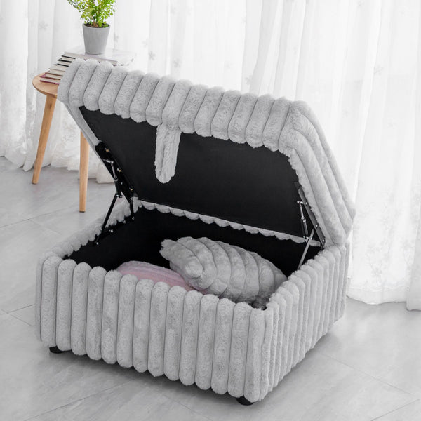 English Elm 106.3" U-Shaped 6-Person Sofa With Ottoman - Stylish Light Gray Modular Design & Hidden Storage Solutions W1767S00013