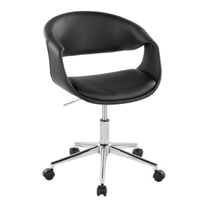 English Elm Task Chair with Chrome Five Star Base Grey Fabric Seat for Modern Home Office Use Black,Chrome B202P474181