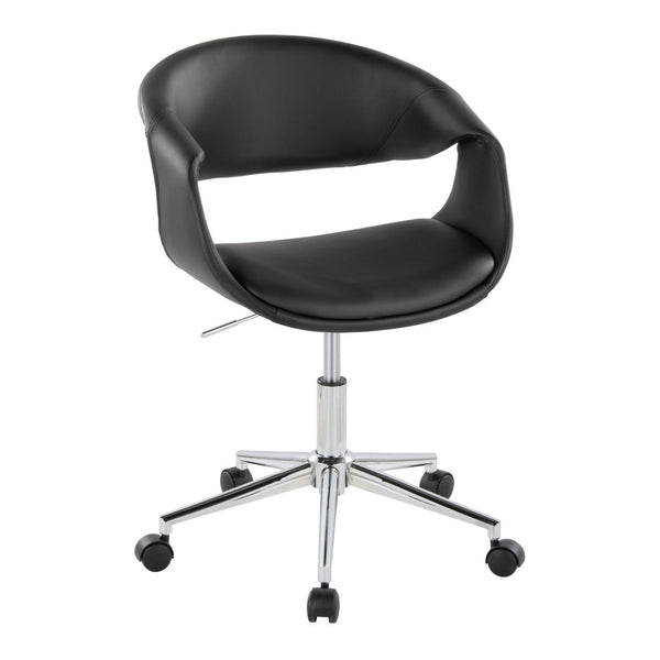 English Elm Task Chair with Chrome Five Star Base Grey Fabric Seat for Modern Home Office Use Black,Chrome B202P474181