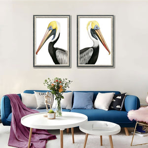 English Elm Set Of 2 Pelican Canvas Prints In Solid Wood Frames – Modern Coastal Wall Art For Living Rooms & Bedrooms T3976P383229-GIGA