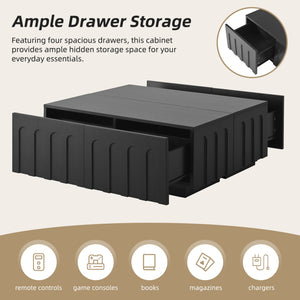 English Elm On-Trend Stylish Tv Stand & Coffee Table Set, Dual-Purpose Media Console With Arched Design In Black N721S000054B