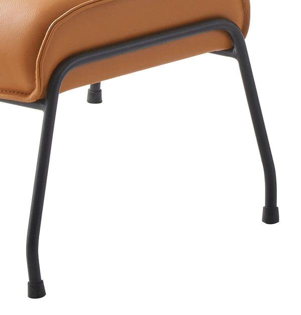 English Elm Jabel Sandstone Top Grain Leather Accent Chair & Ottoman with Metal Legs, Plush Foam Comfort, 35"L x 38"D x 37"H B2726S00391