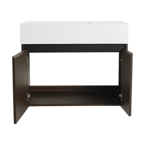 English Elm 30 Resin Sink Vanity with Soft-Close Doors, Floating Mount Design, Durable Scratch & Water-Resistant Finish Silver-Brown Stripe W999P228754