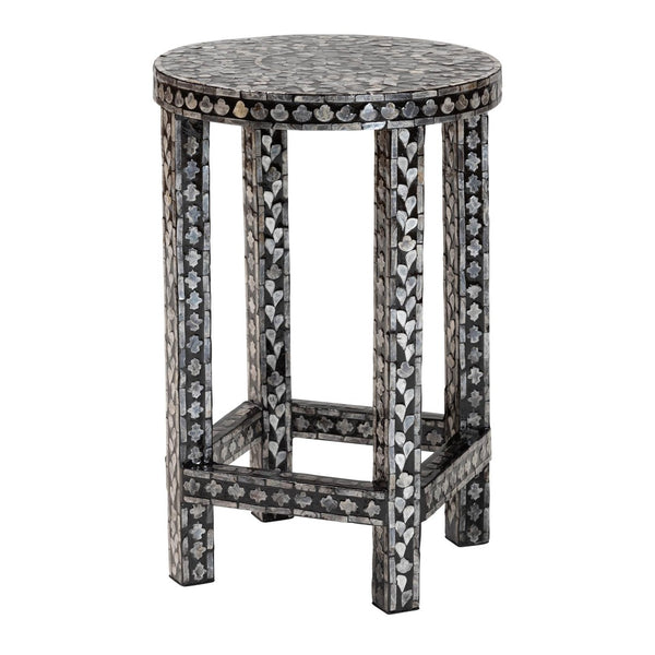 English Elm Round Handwoven Rattan Drum Side Table Organic Wicker Accent for Living or Sunroom B2750P467803
