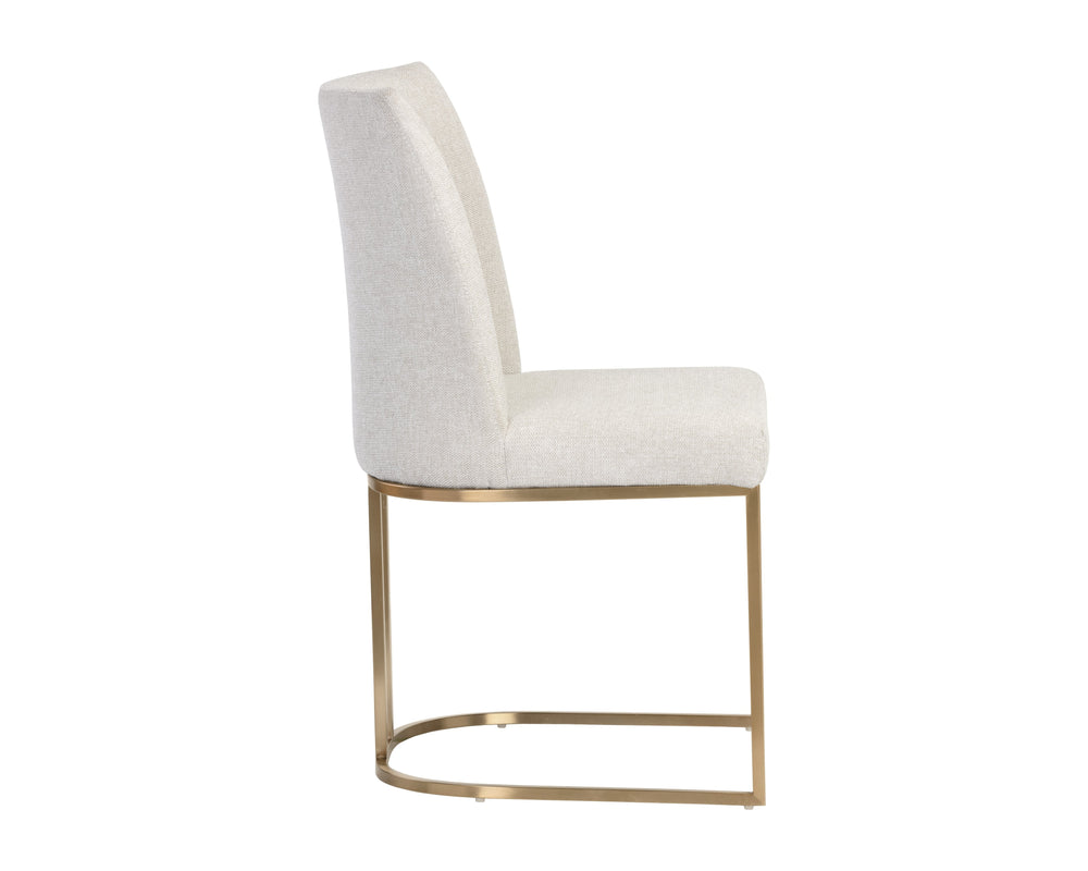 Sunpan Rayla Dining Chair Set - Elegant Cantilever Design with Antique Brass Frame for Modern Homes Belfast Oatmeal