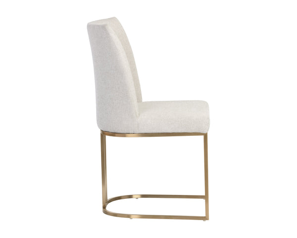 Sunpan Rayla Dining Chair Set - Elegant Cantilever Design with Antique Brass Frame for Modern Homes Belfast Oatmeal