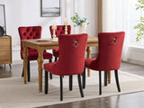 English Elm Classic Velvet Dining Chairs, High-End Tufted Solid Wood Contemporary Velvet Upholstered Dining Chair With Wood Legs Nailhead, Set Of 2,Burgundy, Wine Red,Sw2001Wr