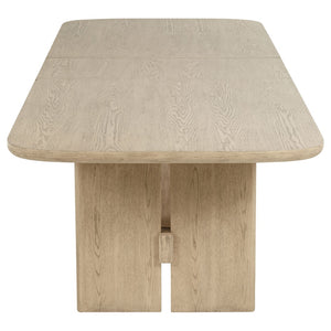 English Elm Beige Oak Coastal Dining Set with Cane Back Chairs and Extension Leaf Seats Six B062S01847