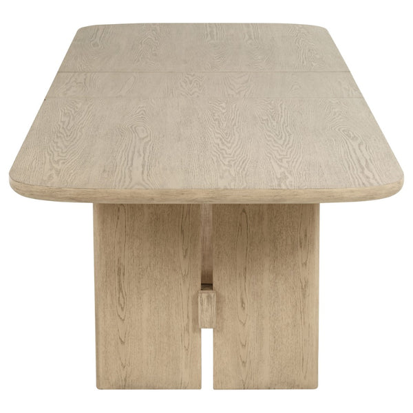 English Elm Beige Oak Coastal Dining Set with Cane Back Chairs and Extension Leaf Seats Six B062S01847
