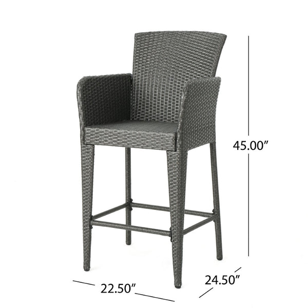 English Elm Anaya Outdoor Pe Wicker Barstools Set of Two with Iron Frame for Patio Bar N758P391474G