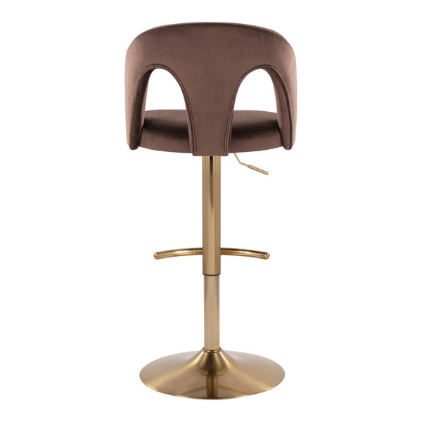 English Elm Adjustable Swivel Barstools Set of 2 White Fabric Padded Seats Chrome Base Espresso B202S01955
