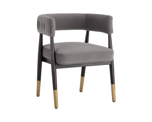 Sunpan Callem Dining Armchair - Elegant Design, Luxurious Comfort, Perfect for Stylish Dining Spaces Mahogany, Antonio Charcoal