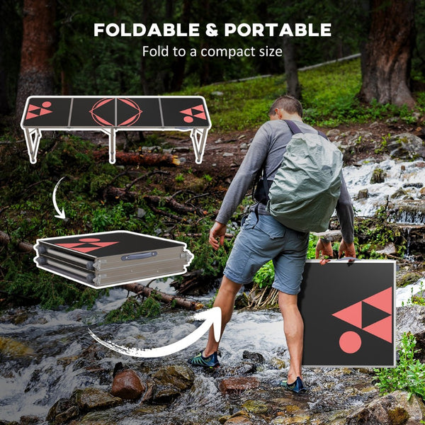 English Elm Outsunny 8Ft Portable Beer Pong Table - Adjustable, Lightweight Aluminum For Parties, Bbqs & Travel W2225P200556-GIGA