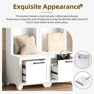 English Elm On-Trend Elegant Hall Tree Set Of 2 - 3-In-1 Entryway Coat Rack With Bench, Drawers & Hooks, White N721P249242K-GIGA