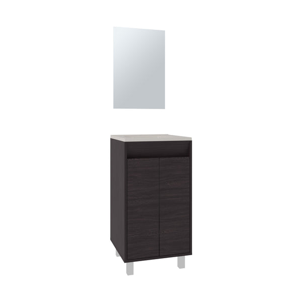 English Elm Brady Mirror Bathroom Vanity Cabinet with Bolonia Mirror, Drawer & Open Shelf, Black MDF Elegance B070P337129