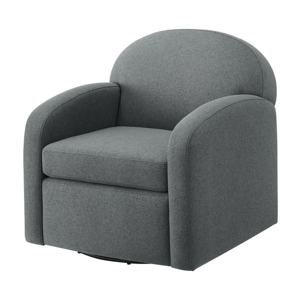 English Elm Edie Modern Grey Swivel Chair with Hemp-Like Fabric, 360° Rotation, Coil Spring Comfort, No Assembly Required B050P322599