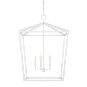 Denison Medium White Lantern - Elegant Hammered Wrought Iron Fixture for Modern Home Décor