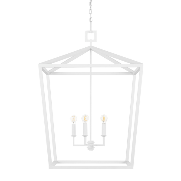 Denison Medium White Lantern - Elegant Hammered Wrought Iron Fixture for Modern Home Décor