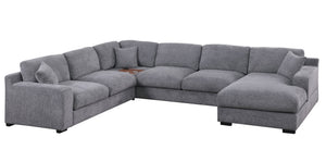 English Elm Celine Chenille Corner Sectional with Chaise Cupholders and Built-in Usb Charging Ports B061S00900