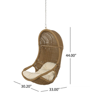 English Elm Christopher Knight Home® - Berkshire Woven Hanging Chair With 8Ft Adjustable Chain – Cozy Indoor/Outdoor Seat With Cushions 70842.00BGE