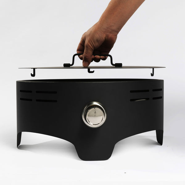 English Elm 15" Propane Tabletop Fire Pit 40,000BTU Steel Round with Lava Rocks, Quick-Connect Regulator & Lid W853P232639