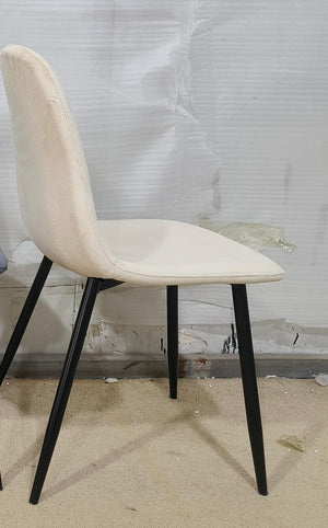 English Elm Dining Modern Velvet Upholstered Accent Chairs Set of 4 with Curved Ergonomic Back & Black Metal Legs Beige W2189P228670