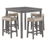 OSP Home Furnishings Celina 5-Piece Counter Height Set Antique Grey/Lt Grey