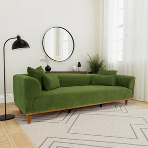 English Elm Richardson Velvet Sofa Scandinavian Minimalist Living Room Seat with Solid Wood Base Green B183P493697