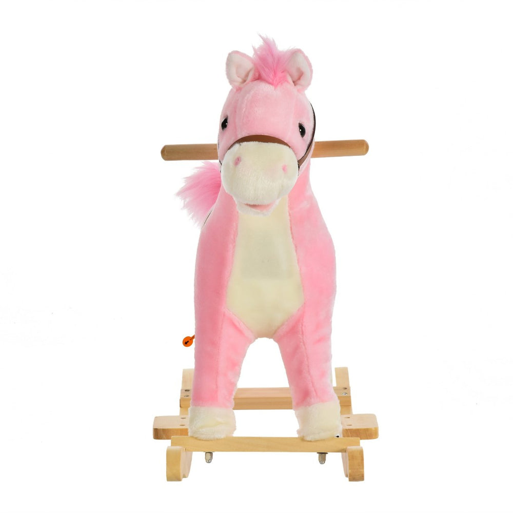 English Elm Qaba Plush Rocking Horse Toy with Galloping Sounds Sturdy Metal Frame for Toddlers W2225P217687