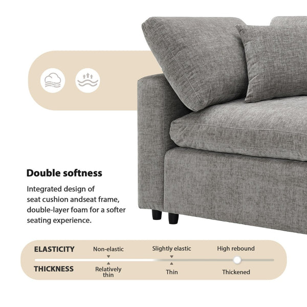 English Elm [video Modular Cloud Sectional Sofa Chenille Six Seat Sleeper with Ottoman for Living Room Gray N723S9583G
