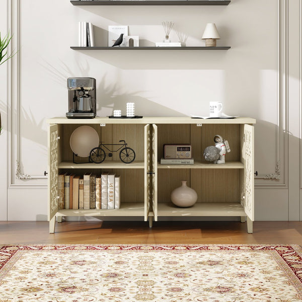 English Elm Hollowed-Out Cabinet With 4 Doors - Stylish American Furniture For Living Room, Bedroom & Study W688P223025