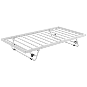 English Elm Twin Metal Daybed with LED Lighting and Adjustable Pop-Up Trundle, Industrial Steel Frame, Heavy-Duty Support White N750P244915K