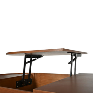 English Elm VIBE 47.2" Oval Lift-Top Coffee Table with Hydraulic Lift, Hidden Storage, Rotating Tray, Modern Design Brown N724P228920D
