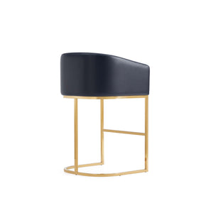 English Elm Louvre Modern Metal Counter Stool In Black Leatherette With Gold Base, Fully Assembled Comfort & Style B365P400008