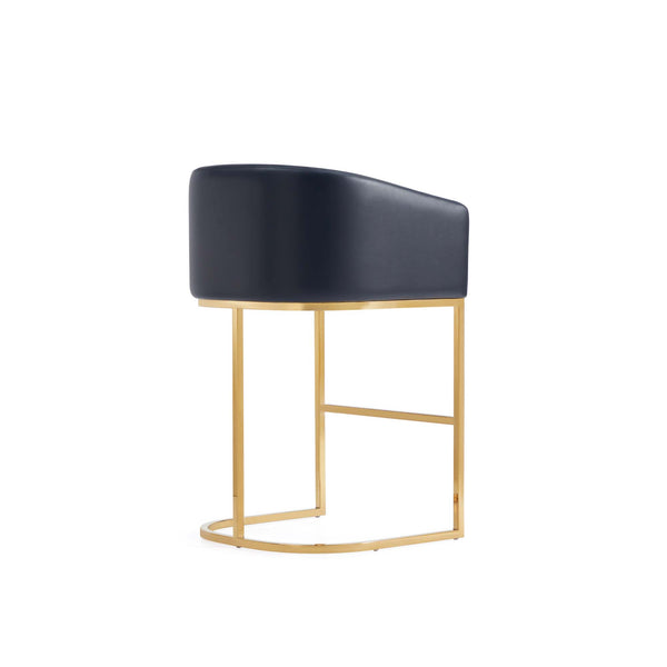 English Elm Louvre Modern Metal Counter Stool In Black Leatherette With Gold Base, Fully Assembled Comfort & Style B365P400008