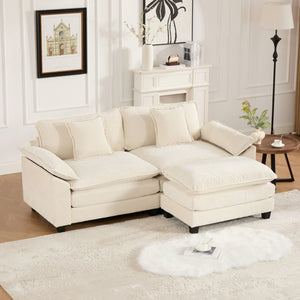 English Elm Wider Armrest Loveseat - Modern Beige Chenille Couch For Living Rooms & Bedrooms, Comfy Modular Design W1143S00035-GIGA