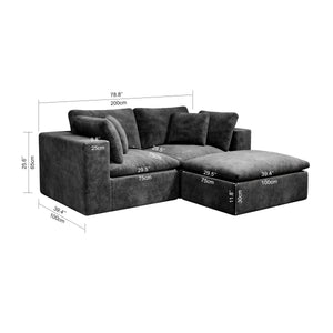 English Elm 78.8*68.9"Modular plush corduroy sectional sofa - No assembly, reversible chaise, space-saving grey comfort W3819S00077
