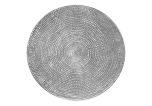 English Elm Accent Drum End Table with Hammered Metal Finish — 22" Handcrafted Cone Shape for Chic Living Spaces Chrome 23 L x 23 W x 26 H B2710P219457