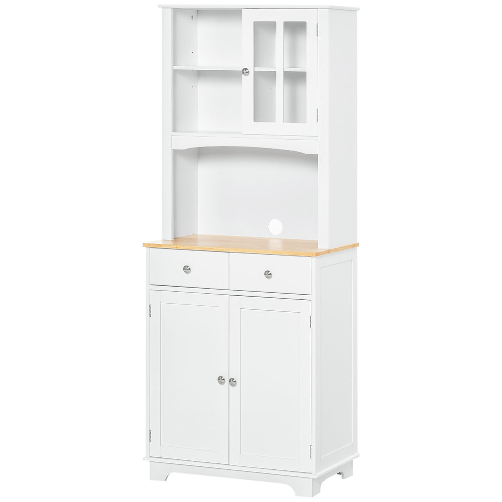 English Elm Homcom 67" Freestanding Kitchen Buffet & Hutch - Stylish Pantry Cabinet With Adjustable Shelves & Drawers W2225P217123