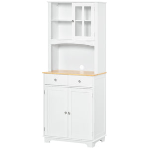 English Elm Homcom 67" Freestanding Kitchen Buffet & Hutch - Stylish Pantry Cabinet With Adjustable Shelves & Drawers W2225P217123