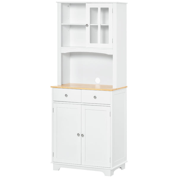 English Elm Homcom 67" Freestanding Kitchen Buffet & Hutch - Stylish Pantry Cabinet With Adjustable Shelves & Drawers W2225P217123