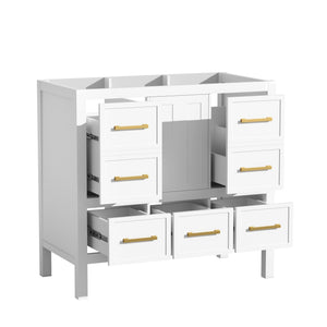 English Elm 36'' Elegant Freestanding Bathroom Vanity Cabinet - Solid Wood, 5 Drawers, Soft-Close Doors, Stylish Storage N710P256102K