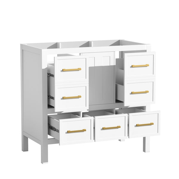 English Elm 36'' Elegant Freestanding Bathroom Vanity Cabinet - Solid Wood, 5 Drawers, Soft-Close Doors, Stylish Storage N710P256102K