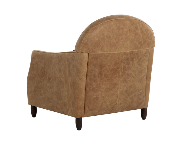 Sunpan Cynthia Lounge Chair - Luxurious Camel Leather, Handcrafted Italian Design With Elegant Curves & Comfort Brown Leather 112042