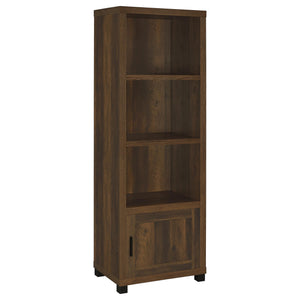 English Elm Vivek Dark Pine Engineered Wood Media Tower with 3 Open Shelves & Lower Cabinet, Rustic Storage B062P375530